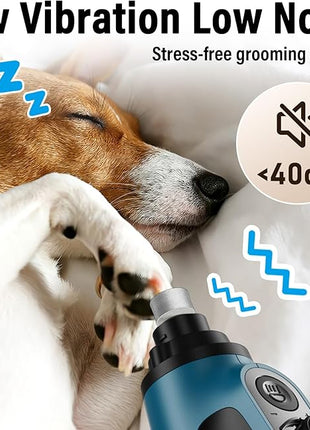 Casfuy Smart 6-Speed Dog Nail Grinder - 50% More Power Pet Nail Grinder with 2 LED Lights Quiet Rechargeable Electric Dog Nail Trimmers File Toenail Grinder for Large Medium Small Dogs & Cats (DB)