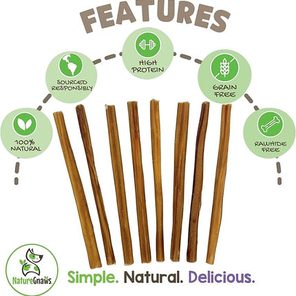 Nature Gnaws Extra Thin Bully Sticks for Small Dogs 5-6" (25 Count) - Long Lasting for Light Chewers and Puppies - Natural Beef Dog Chew Bones