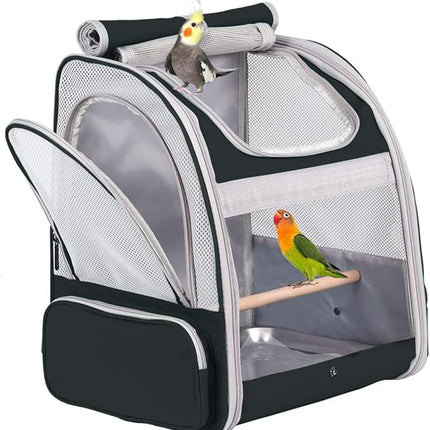 Bird Backpack Carrier with Stand Perch, Bird Travel Backpack for Hiking, Airline Approved Green Bird Backpack