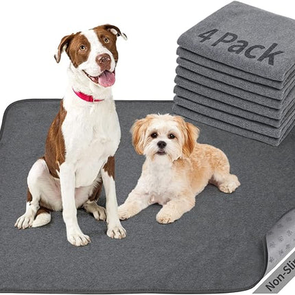 Washable Pee Pads for Dogs, 24x36 4 Pack Reusable Whelping Pads, Absorb Dog Mats Non-Slip Puppy Training Pads for Whelping, Potty, Training, Playpen, Crate