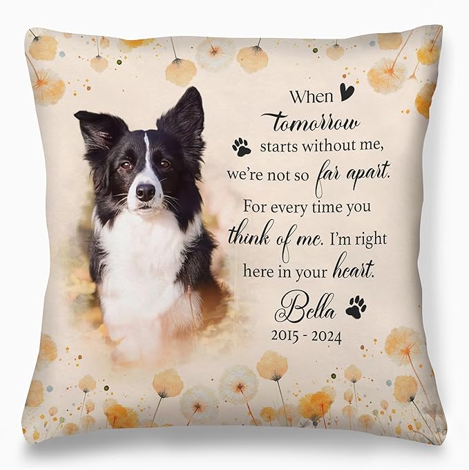 Personalized Pet Memorial Pillow with Photo, Dog Memorial Gifts for Loss of Dog, Pet Loss Gifts Dog, in Memory of Dog Gifts, Loss of Dog Sympathy Gift, Dog Passing Away Gifts Personalized