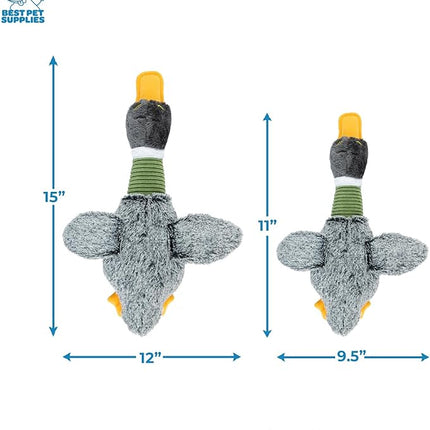 Best Pet Supplies Interactive Squeaky Dog Chew Toy, Ideal Dog Toys for Chewers, Small, Medium & Large Dogs, and Fetch Lovers - Mallard Duck Wing (Gray), Small