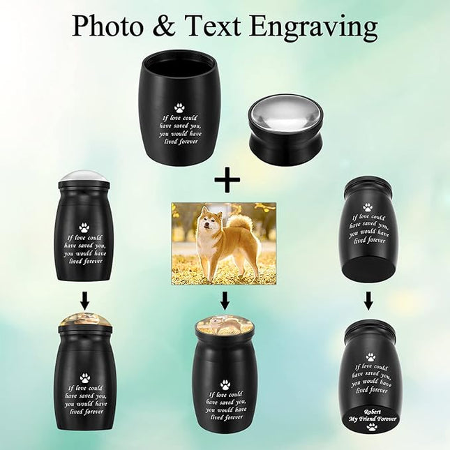 Personalized Photo 3 Inch Small Keepsake Aluminum Mini Cremation Urn for Pet Dog Ashes - Memorial Urn for Sharing Ashes - If Love Could Have Saved You