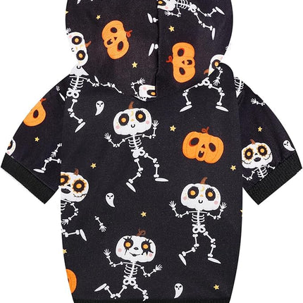 Halloween Dog Hoodies for Large Dogs: Puppy Pumpkin Sweatshirt Winter Warm Ghost Bat Costume Halloween Dog Hooded Clothes Pet Cat Holiday Apparel (Black, L)