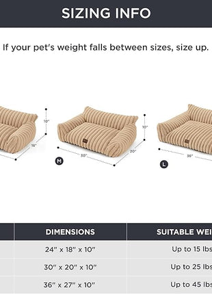 Bedsure Cute Cat Couch for Pets - Fluffy Small Dog Sofa with Premium Soft Corduroy Fleece, Pet Sofa with Removable Washable Cover, Supportive Dog Couch Bed for Small Medium Dogs, 30inch, Tuscan Beige