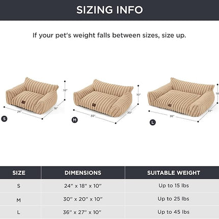 Bedsure Cute Cat Couch for Pets - Fluffy Small Dog Sofa with Premium Soft Corduroy Fleece, Pet Sofa with Removable Washable Cover, Supportive Dog Couch Bed for Small Medium Dogs, 30inch, Tuscan Beige