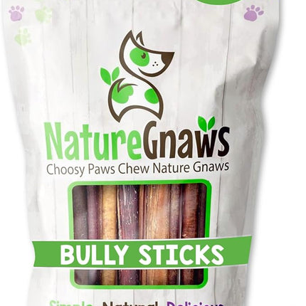 Nature Gnaws Small Bully Sticks for Dogs 5-6" (5 Count) - Long Lasting for Light Chewers and Puppies - Natural Thin Beef Dog Chew Bones - Rawhide Free