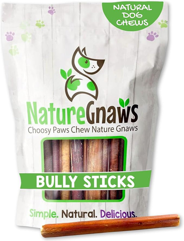 Nature Gnaws Small Bully Sticks for Dogs 5-6" (5 Count) - Long Lasting for Light Chewers and Puppies - Natural Thin Beef Dog Chew Bones - Rawhide Free