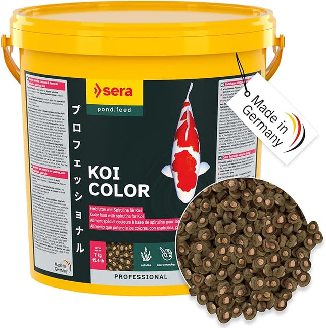 Sera Koi Professional Color 15.43lb | Spirulina & Haematococcus Algae for Vibrant Colors and Ideal Growth | Co-Extrusion Technology for Optimal Health | Floats for Year-Round Feeding Above 46°F