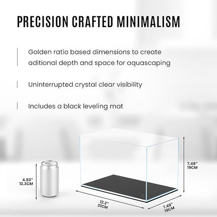 Ultum Nature Systems Ultra Clear Rimless Aquarium - Low Iron Glass Fish Tank with 45° Mitered Edges, 5mm-12mm Thick, Leveling Mat Included (3N, Nano, 3 Gallon)