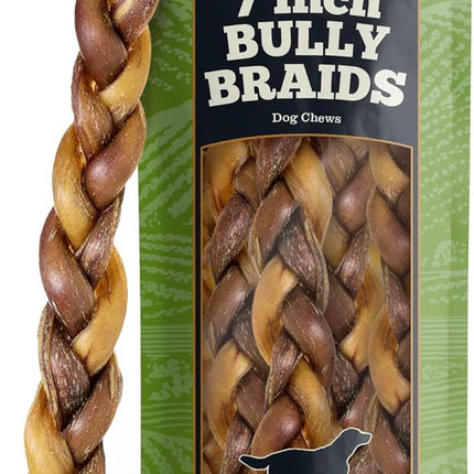Redbarn Pet Products All-Natural 7" Braided Bully Sticks for Dogs - Premium Slow Roasted Long Lasting Chews Made with 100% Beef - Healthy Single Ingredient Low Odor - 8 Count - Packaging May Vary