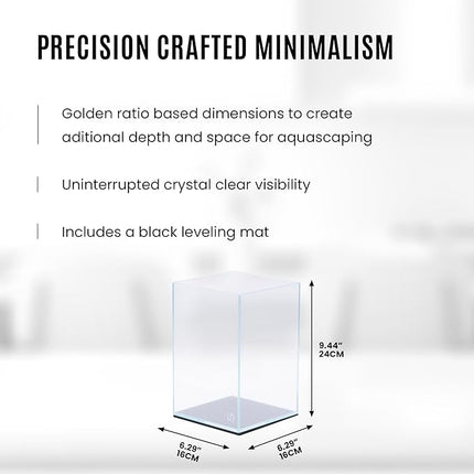 Ultum Nature Systems Ultra Clear Rimless Aquarium - Low Iron Glass Fish Tank with 45° Mitered Edges, 5mm-12mm Thick, Leveling Mat Included (16T, Tall, 1.6 Gallon)
