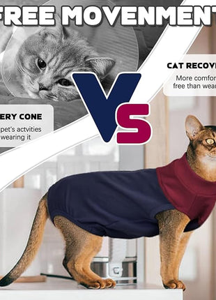 Cat Recovery Suit Female, Breathable Onesie After Surgery Female for Abdominal Wounds or Skin Diseases, Anti-Licking Full Body Cat Surgery Recovery Suit, E-Collar Alternative Wear