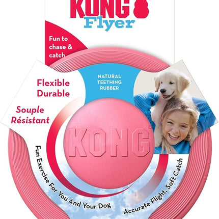 KONG Puppy Flyer - Soft Rubber Flyer Dog Toy - Flying Disc Dog Toy for Puppies - Gentle Rubber Toy for Growing Puppies - for Small Puppies - Randomly Provided Color