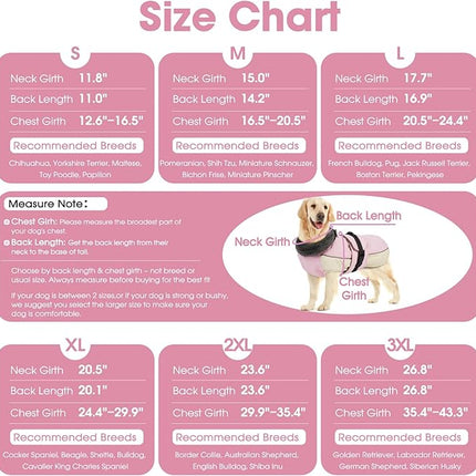 QBLEEV Warm Dog Jacket - Reflective, Adjustable Winter Coat with Turtleneck for Cold Weather, Waterproof Fleece Snowsuit for Small, Medium, Large Dogs