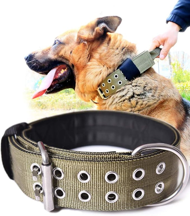 Dog Collar for Large Dogs - 2" Wide Tactical Collars with Handle for Extra Large Breed Dogs, Camo Military Heavy Duty 1/3" Thick Puppy Collar K9 Nylon Pet Collar L