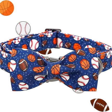 Elegant Little Tail Balls Print Dog Collar with Bow - Soft, Adjustable for Small to Large Dogs