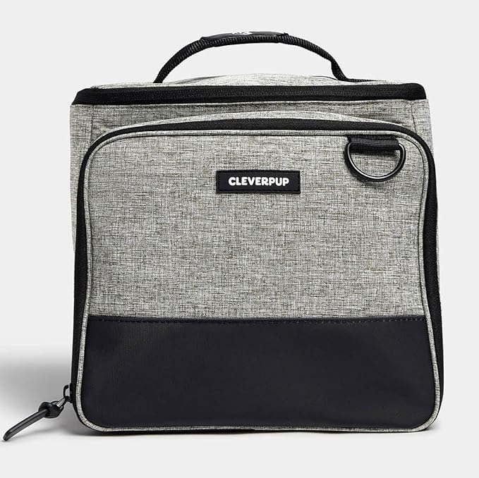 Large 7-Piece Bistro Box Dog Food Travel Kit, 12-Cup Kibble Storage, 2 Silicone Bowls, Mat & Scoop - Premium Portable Pet Food Kit for Weekends, Overnights, Daycare & Camping, Heather Grey