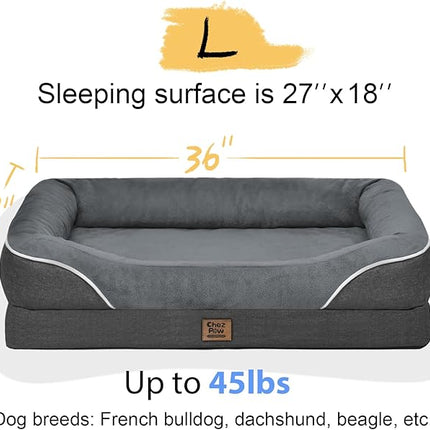 Large Orthopedic Dog Bed Washable - XL Dog Couch Sofa - Four Sides Dogs Beds Waterproof Non-Slip for Large Sized Dogs