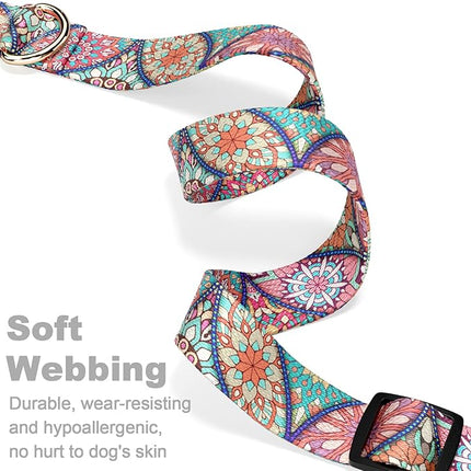 Rnivvi Dog Collar for Small Dogs, Cute Heavy Duty Adjustable Puppy Collar with Quick Release Buckle for Boy Girl & Female, Pet Accessories for Walking Running, S Length 3/4" Width, Beautiful Mandala