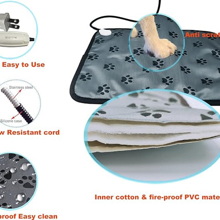 Extra Large Pet Heating Mat for Dogs and Cats - Waterproof, Indoor/Outdoor Dog Heating Pad - Easy Clean
