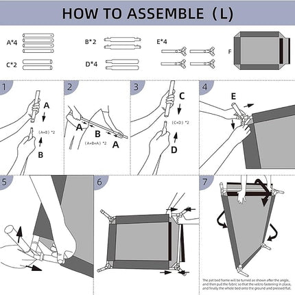 pettycare Elevated Outdoor Dog Bed - Raised Cot for Large Dogs, Heavy Duty Pet Cots Waterproof, Cooling, Washable Breathable Teslin Mesh, Durable, Non Slip, 42 Inches, Grey