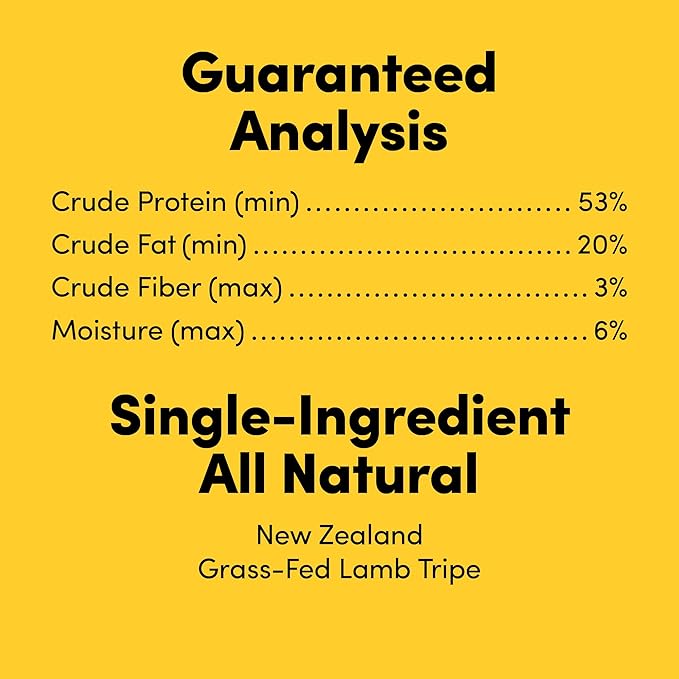 Premium Dog Treats, Freeze-Dried Raw 100% Grass-Fed Lamb Tripe, Single Ingredient, Protein Rich, Non-GMO, No Wheat or Corn, 2 oz