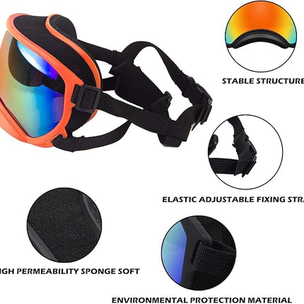 Large Dog Sunglasses with Adjustable Strap UV Protection, Winproof Puppy Sunglasses, Suitable for Medium-Large Pet Glasses, Dogs Eyes Soft Goggles, OrangeColours