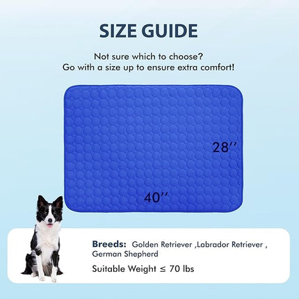 MICROCOSMOS Summer Cooling Mat & Sleeping Pad- Water Absorption Top, Materials Safe, Easy Carry, EZ Clean. Keep Cooling for Pets, Kids and Adults.(Dark Blue, 40" x 28")