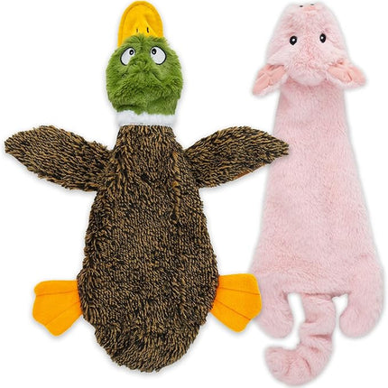 Best Pet Supplies Squeaky Dog Toys with Soft Durable Fabric for Small, Medium and Large Pets Interactive Toy for Indoor Play, Supports Active Biting and Play - 1Wild Duck, Pig, Medium