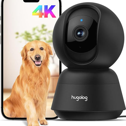 Hugolog 4K 8MP Indoor Pan/Tilt Security Camera with Auto-Focus,Ideal for Baby Monitor/Pet Camera/Home Security,Starlight Color Night Vision,Human/Pet AI,Two-Way Audio,US Cloud,Compatible with Alexa