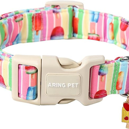 ARING PET Summer Dog Collar-Cute Popsicle Dog Collar for Small Dogs, Adjustable Multicolor Ice Cream Pet Collars Puppy Collar for Small Medium Large Dogs
