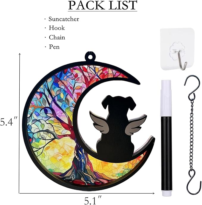 Ettonsun Dog Memorial Suncatcher Dog Memorial Gifts Passing Away Loss Remembrance Death Sympathy Gift (D)