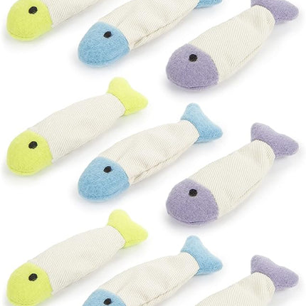 SmartyKat (9 Count) Fish Flop Crinkle Catnip Cat Toys - Multi Color, 9 Count