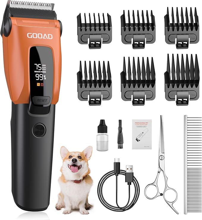 Dog Clippers for Grooming for Heavy Thick Coat, 3-Speed Low Noise Dog Grooming Kit, Electric Quiet Dog Hair Trimmer,Cordless,Rechargeable, Pet Hair Shaver for Small and Large Dogs Cats