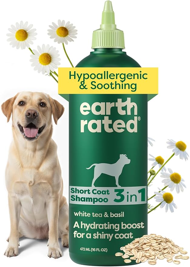 Earth Rated Hypoallergenic 3-in-1 Soothe Dog & Puppy Shampoo & Conditioner, Deodorize 98.5% Natural, 16 oz