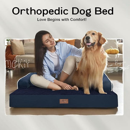 Dog Bed Large Sized Dogs-Orthopedic Waterproof Bed for Dogs,Large Dog Beds with Washable Removable Cover & Non-Slip Bottom