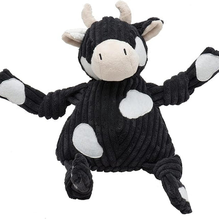 HuggleHounds Knottie Plush Dog Toy - Dog Stuffed Animal Toy, Squeaky Puppy Toys, for Small, Medium & Large Dogs, Durable Plush to Keep Them Busy - Angus Cow, Large