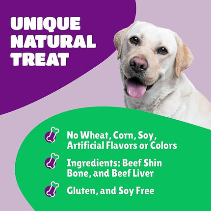 Large Dog Bones Long Lasting, Liver Coated Dog Bones for Aggressive Chewers, Natural Treats for Large Dogs, Healthy Beef Shin Chew Bone, 1 Count