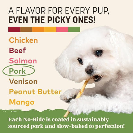 Earth Animal No Hide Stix - Long Lasting Rawhide Free Small Dog Chews Sticks, Pork - 10 Count