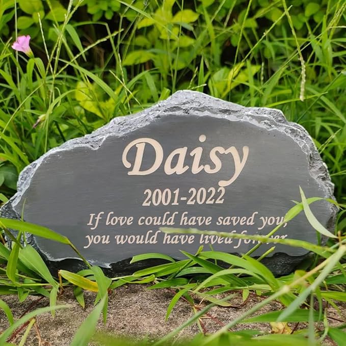Personalized Pet Memorial Stone, Custom Dog Memorial Stone, Cat Memorial Stone by Waterproof Resin, Dog Loss Gift