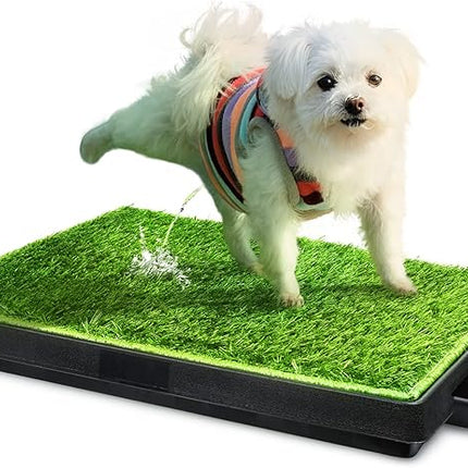 Hompet Dog Toilet Indoor Puppy Training Pad, Dog Potty Pet Training Grass Mat, Removable Waste Tray for Easier Clean Up, Artificial Turf, 25"×20"