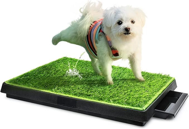 Hompet Dog Toilet Indoor Puppy Training Pad, Dog Potty Pet Training Grass Mat, Removable Waste Tray for Easier Clean Up, Artificial Turf, 25"×20"