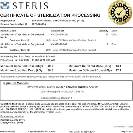 Safe Home® DIY Bacteria in Water Test Kit – Results as Fast as 6 Hours – Detects 50 Different Species of Coliform Bacteria – EPA Lab Certified – Made in the USA – (2 Pack)