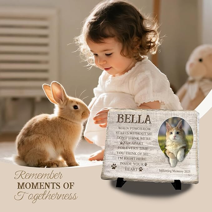 Personalized Pet Memorial Stone, Custom Dog Memorial Gifts for Loss of Dog with Photo Name Date, Dog Remembrance Gift, Loss of Dog Sympathy Gift for Dog Cat Lovers (Quote 11)