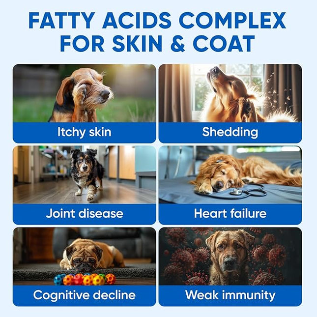 Omega 3 Fish Oil for Dogs Chews - Dog Skin & Coat Supplement for Itch Relief, Hot Spot Treatment - USA Product - Salmon Oil for Dogs Itching Skin Relief, Shedding, Hip & Joint Health - 120 Soft Treats