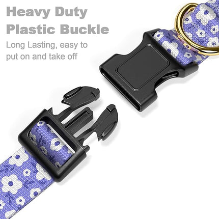 Rnivvi Dog Collar for Large Dogs, Cute Heavy Duty Adjustable Puppy Collar with Quick Release Buckle for Boy Girl & Female, Pet Accessories for Walking Running, L Length 1" Width, Purple White