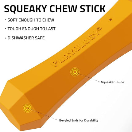 Playology Dog Toys | Durable Squeaky Chew Stick for Dogs | Jumbo Cheddar Cheese Scented Toy - Easy to Clean and Made from Non Toxic Materials