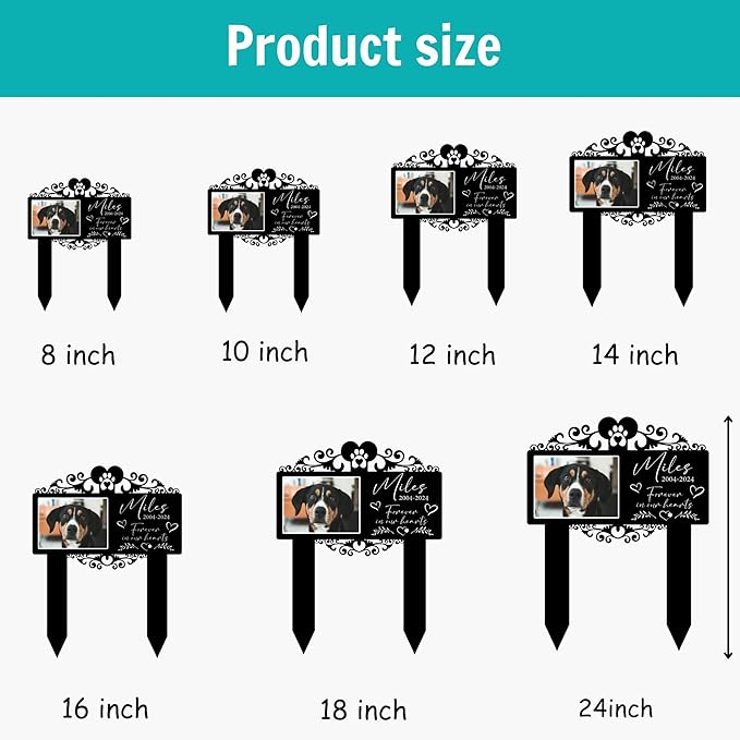 Custom Pet Grave Markers Dog | Custom Pet Headstones for Dogs | Best Memorial Gifts to Tribute Your 4-Legged Companions | Personalized Grave Marker for Furry Friends with Simple Photo Frame