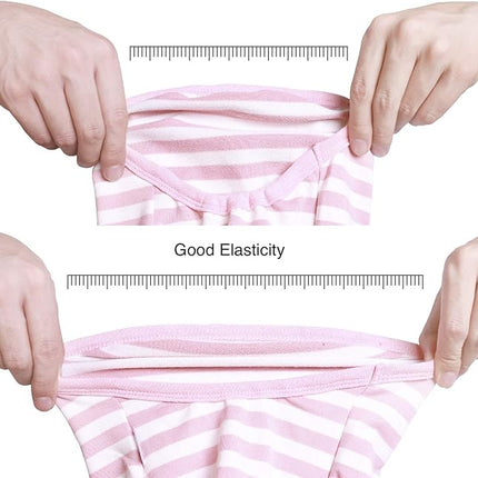 iChoue English Bulldog 100% Breathable Cotton Striped T Shirts Halloween Vest Clothes for Medium Dogs Tank Tops French Frenchie Pug Boston Terrier Pitbull Pink White Stripes - XXLarge